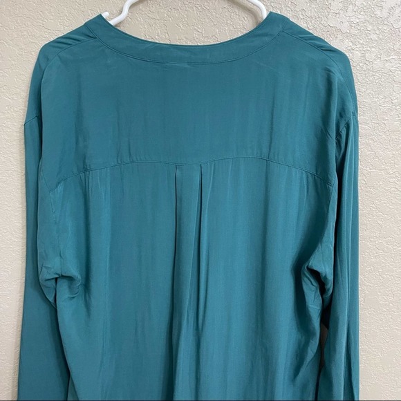 Sandra Ingrish Tunic Top blueish Green button down sz L - Picture 7 of 9